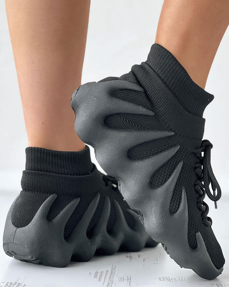 

Lace-up Breathable Octopus Sneakers, Black