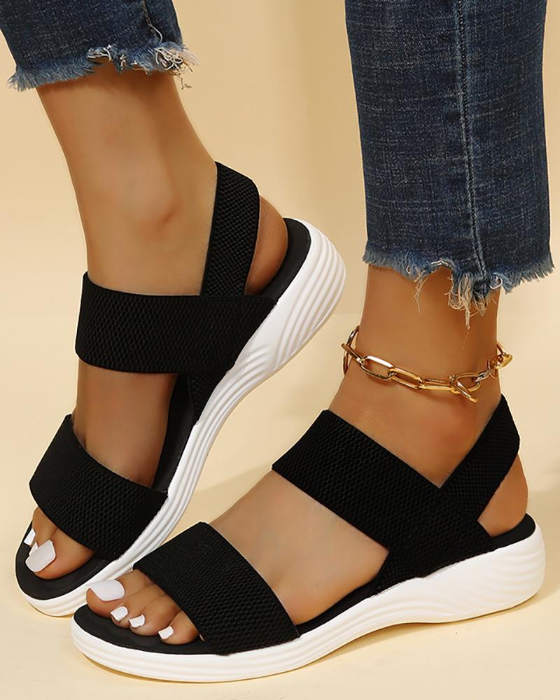 

Breathable Strap Slingback Sandals, Black