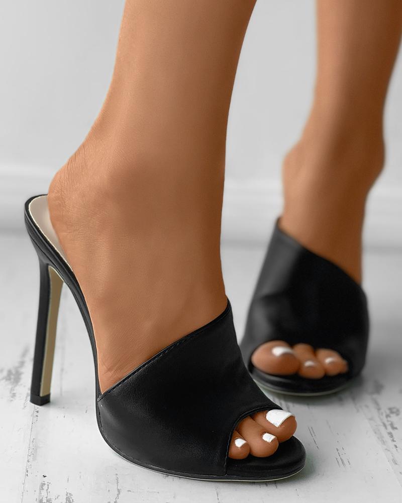 

Peep Toe Slide Stiletto Heels, Black