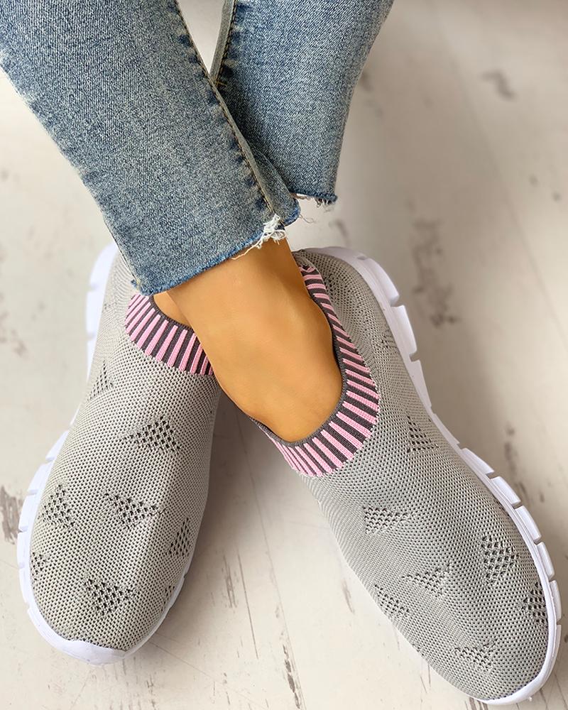 

Net Surface Breathable Knitting Casual Shoes, Gray