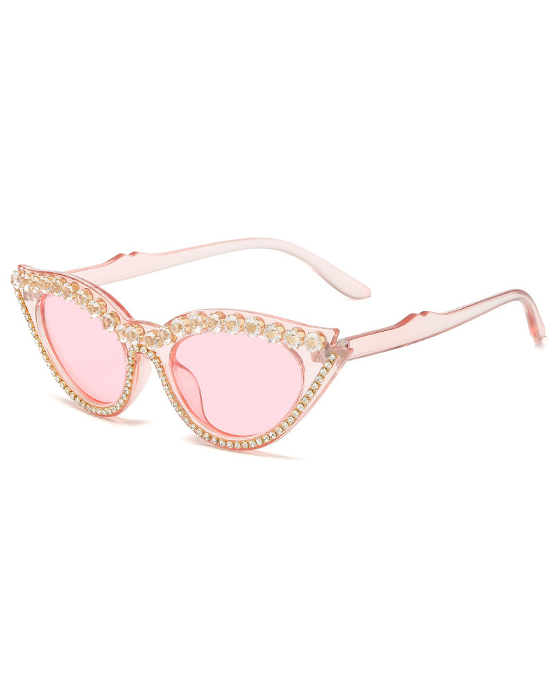

1Pair Rhinestone Cat Eye Frame Sunglasses, Pink