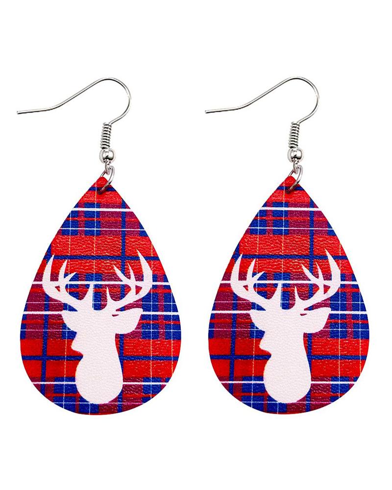 

1Pair Christmas Elk Print Drop Earrings, Style2