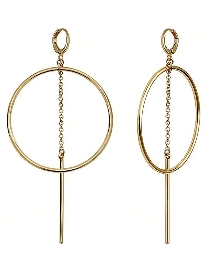 

1Pair Exaggerate Tassel Elegant Hoop Earrings, Gold