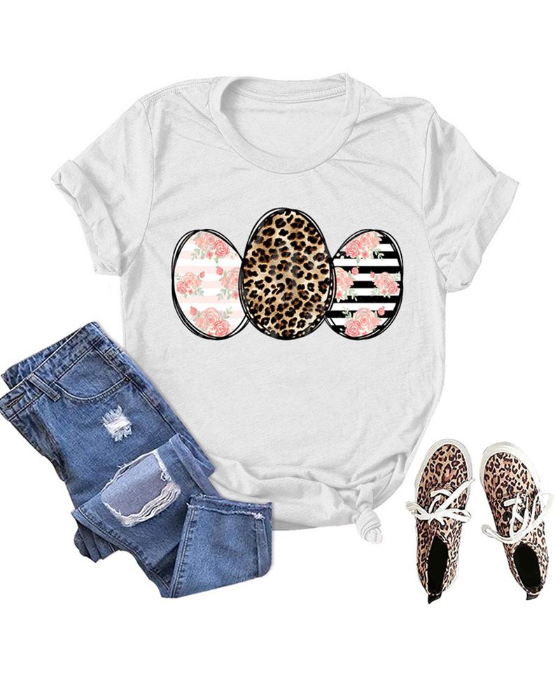 

Easter Egg Print Short Sleeve T-Shirt, White