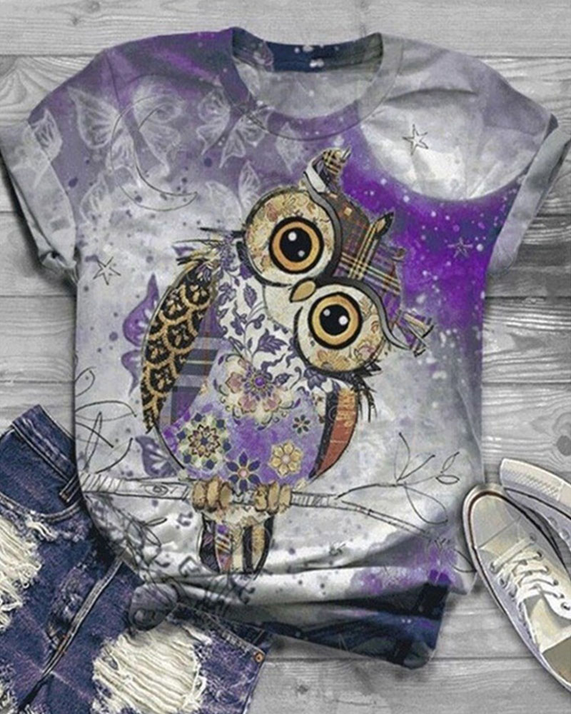 

Animal / Tie Dye / Daisy Print Casual T-shirt, Style2
