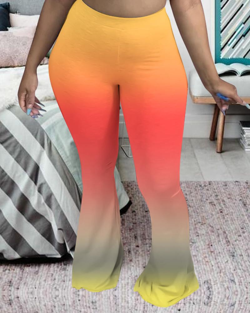 

Ombre Flared Leg Skinny Pants, Orange