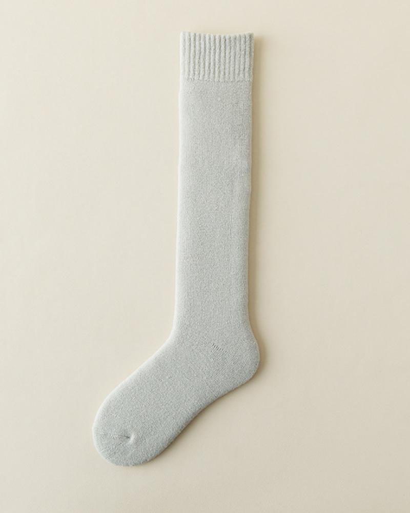 

1Pair Winter Fuzzy Thermal Over-The-Calf Socks, Light gray
