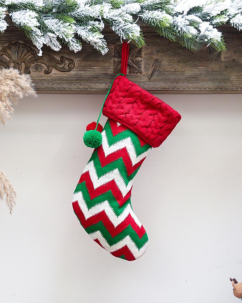 

Knitted Christmas Stockings Xmas Tree Hanging Candy Gift Bag Festival Holiday Decor Ornaments, Style2