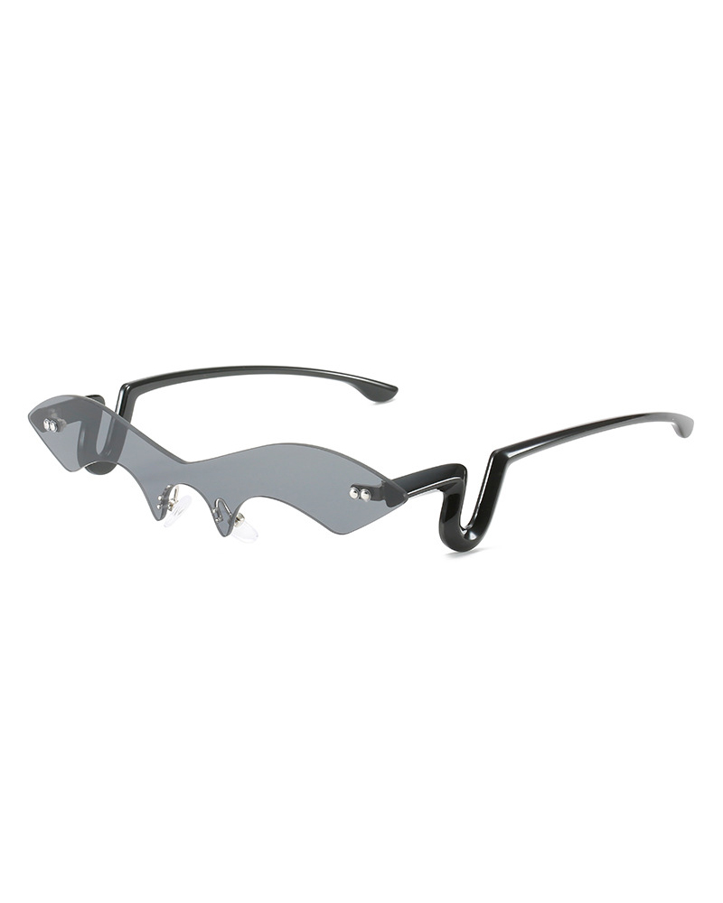 

1Pair Ombre Lens Rimless Bat Design Sunglasses, Black