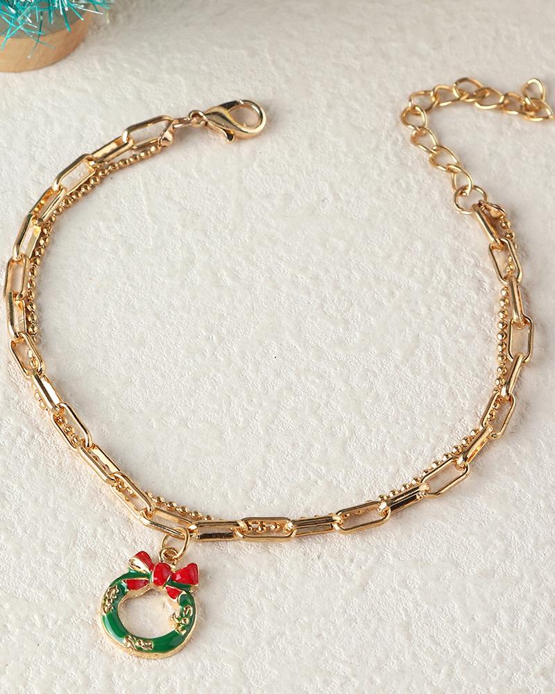 

1pc Christmas Snowman Layered Chain Bracelet, Style5