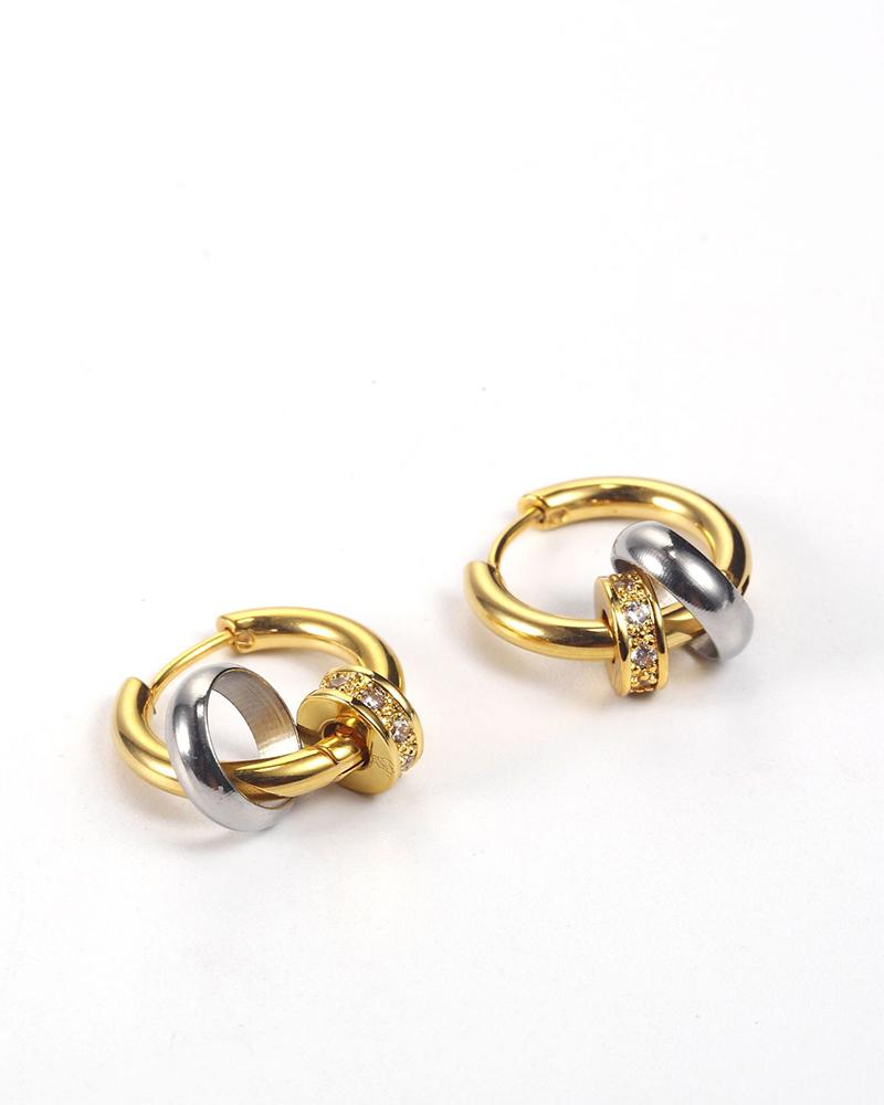 

Metallic Ring Hip-hip Earrings, Gold