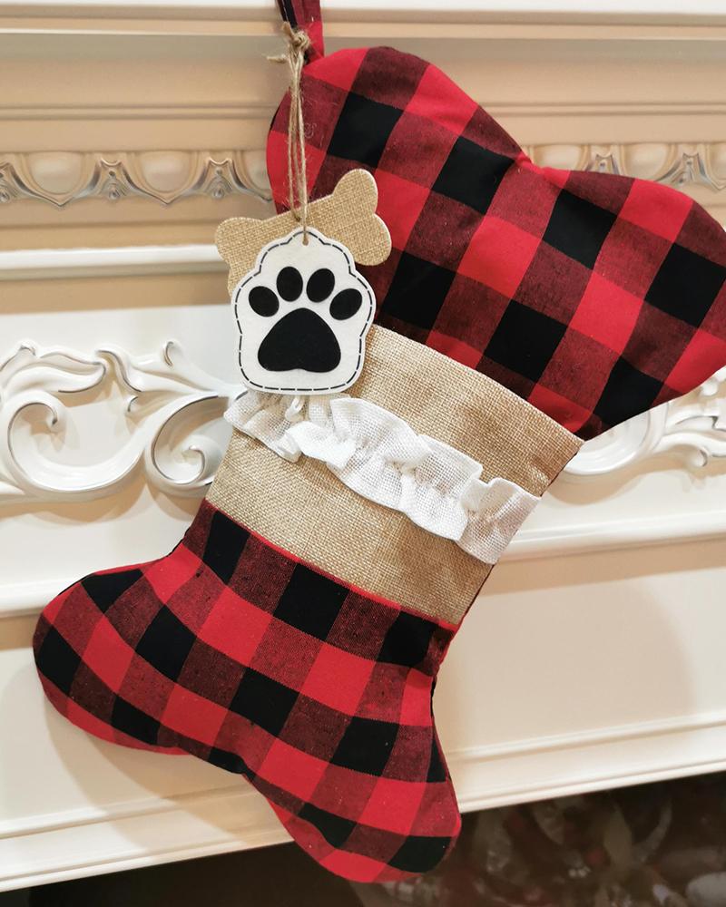 

1PCS Christmas Plaid Socks Ornaments, Style1