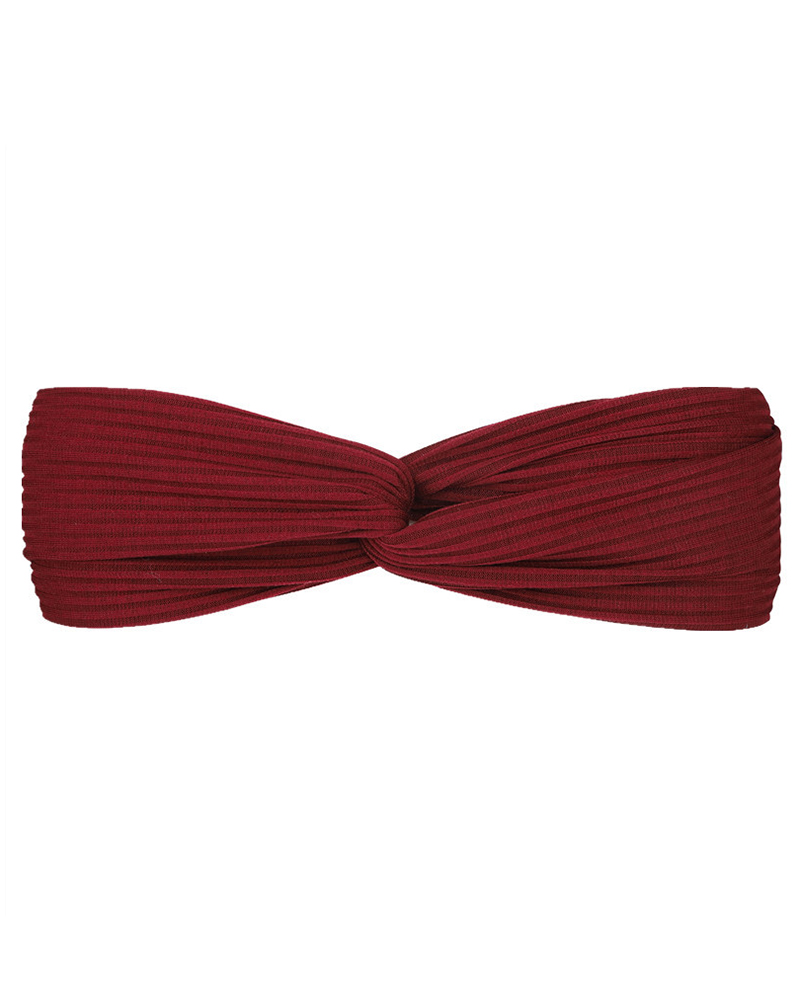 

1pc Bohemian Ruched Twisted Knot Yoga Headband, Wine red