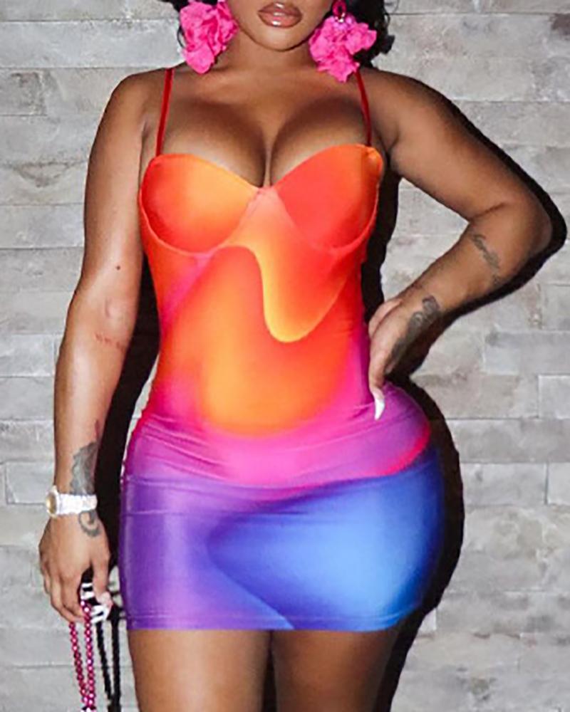 

Spaghetti Strap Colorblock Skinny Bodycon Dress, Multicolor