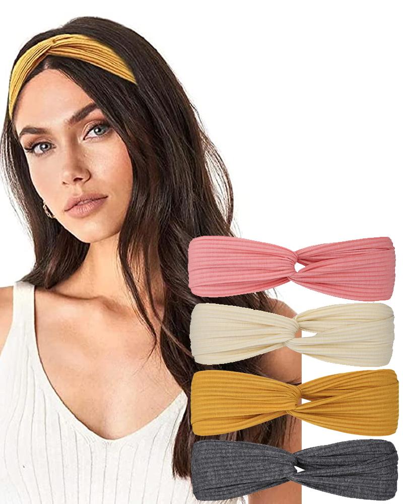 

1pc Bohemian Ruched Twisted Knot Yoga Headband, Yellow