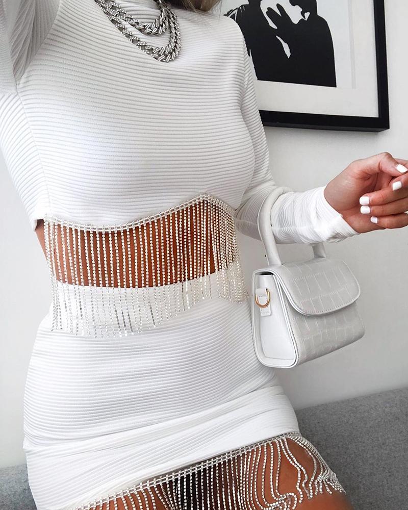 

Solid Tassels Two-Piece Dress, White
