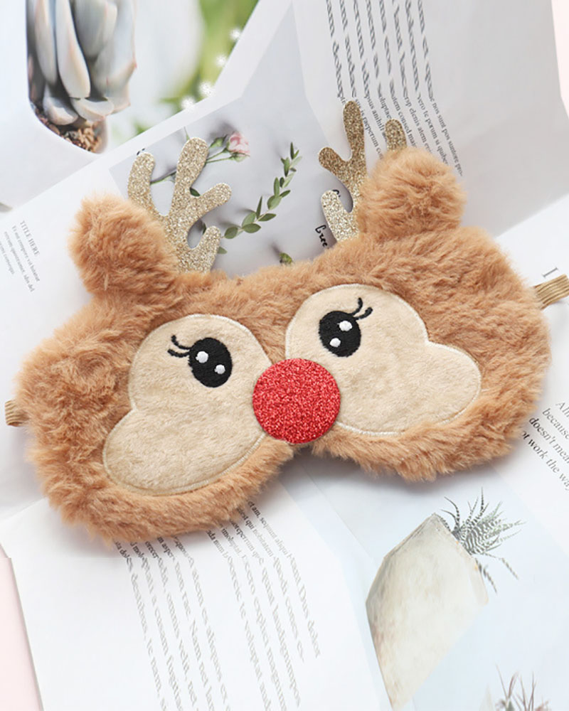 

Christmas Deer / Santa Pattern Plush Eye Mask, Style1
