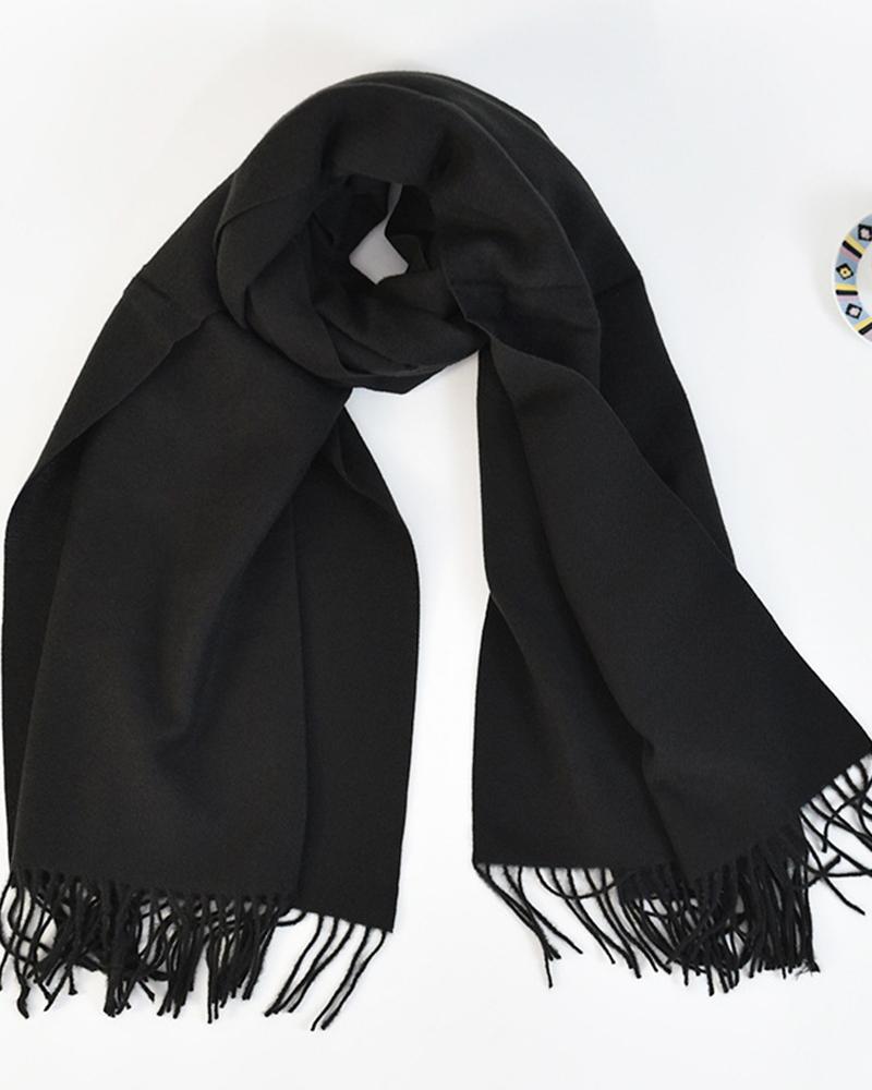 

Tassel Design Warm Long Scarf, Black