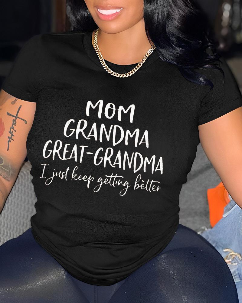 

Mother' Day Letter Print O-Neck Casual T-Shirt, Black