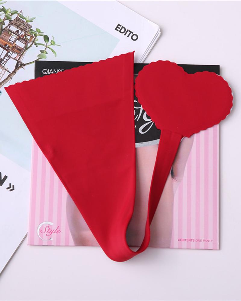 

Rimless Heart Shaped Thong Panty, Red