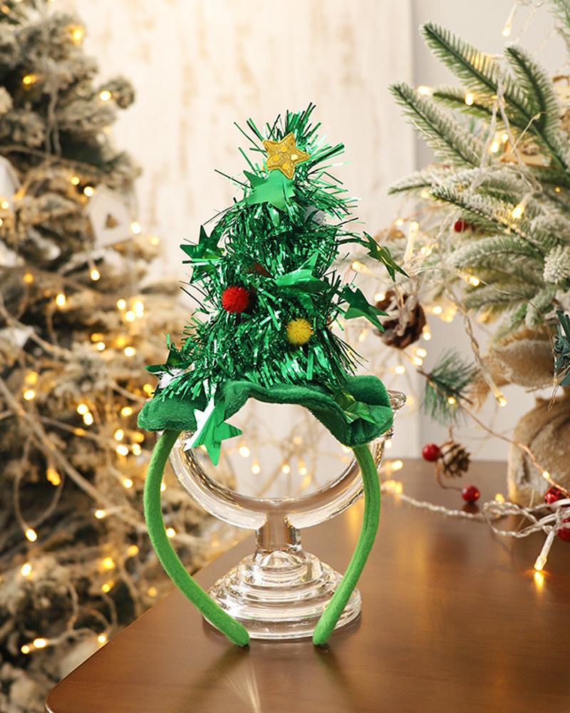 

1pc Christmas Tree Decor Headband Hair Accessories Christmas Party Cosplay Headpiece Xmas Gift, Green