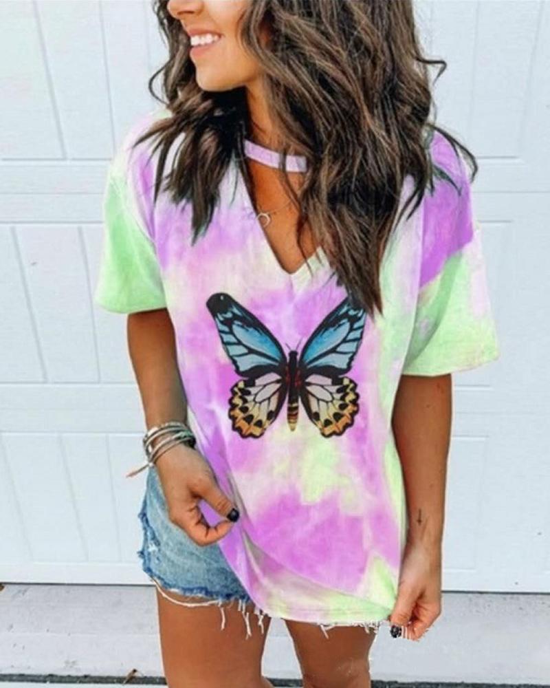 

Tie Dye Butterfly T-Shirt, Green