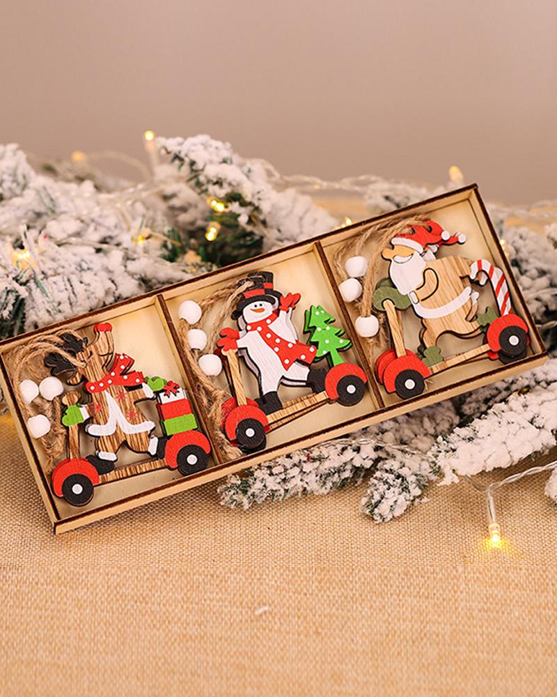 

9PCS/Set Christmas Santa / Car Pattern Wood Ornaments, Style3