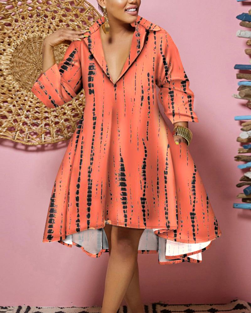 

Plus Size Tie Dye Print Flowy Shirt Dress, Orange