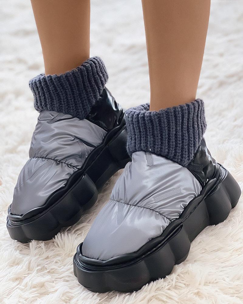 

Quilted Non Slip Lined Slipper Boots, Gray