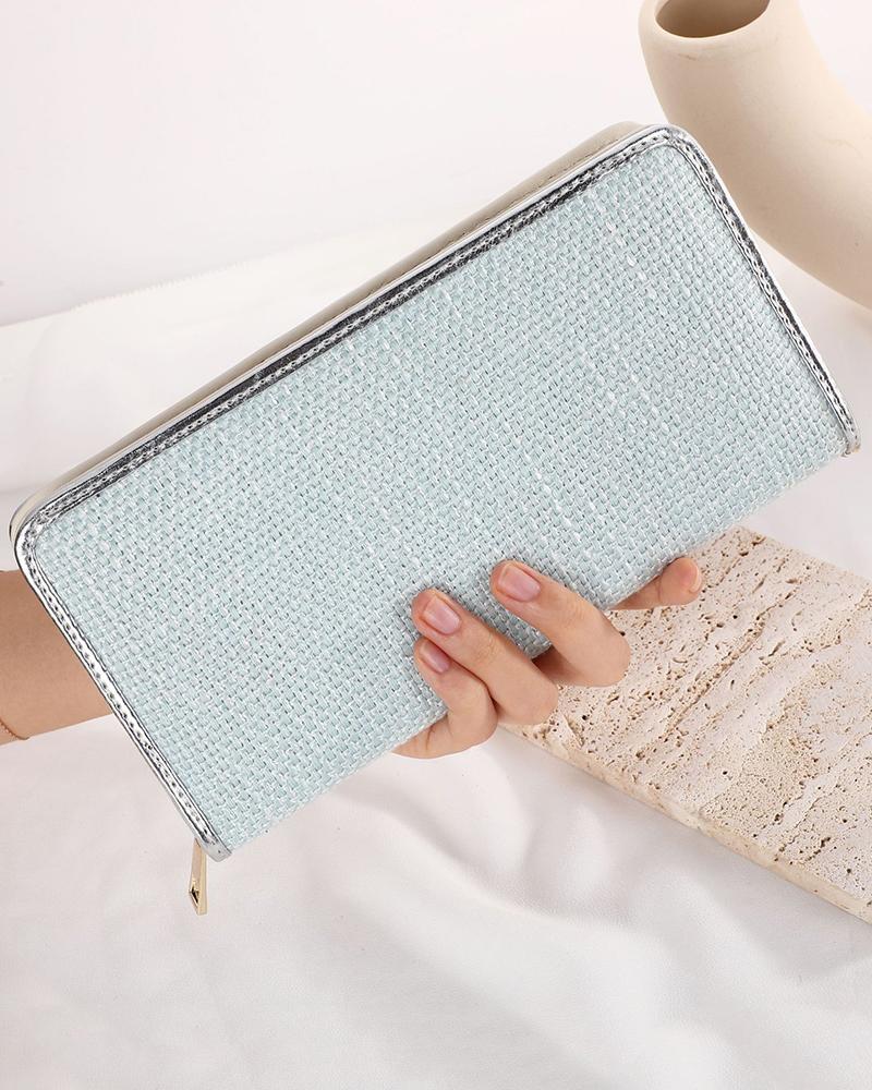 

Large Capacity Zip Long Purse Bag, Blue