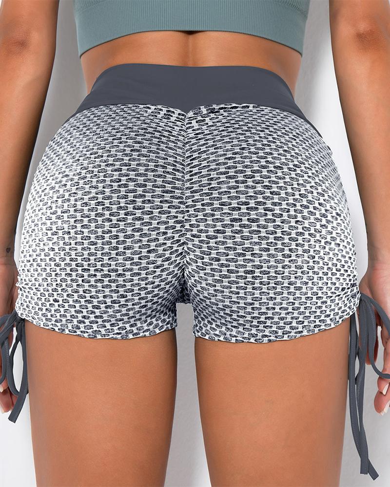 

Skinny Fishnet High Waist Skinny Sport Short Pants, Gray