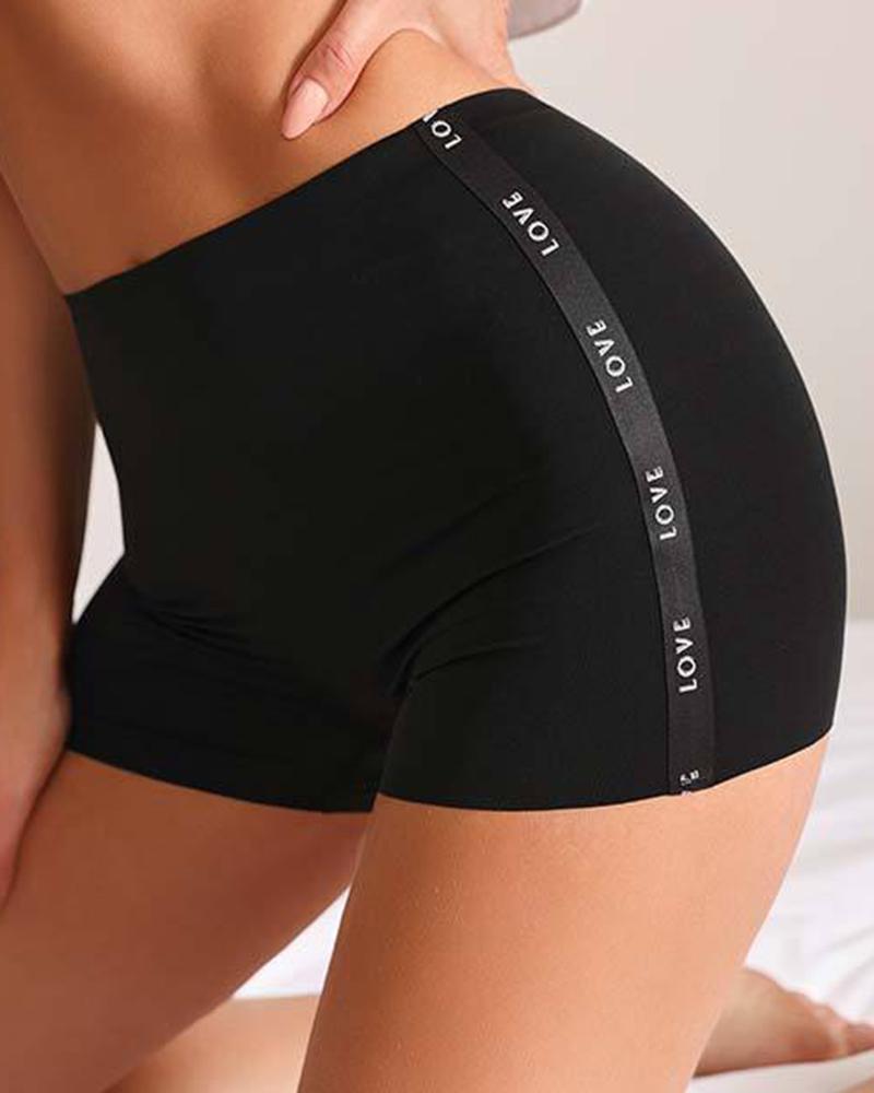 Love Letter Print Patchwork Seamless Boy Shorts