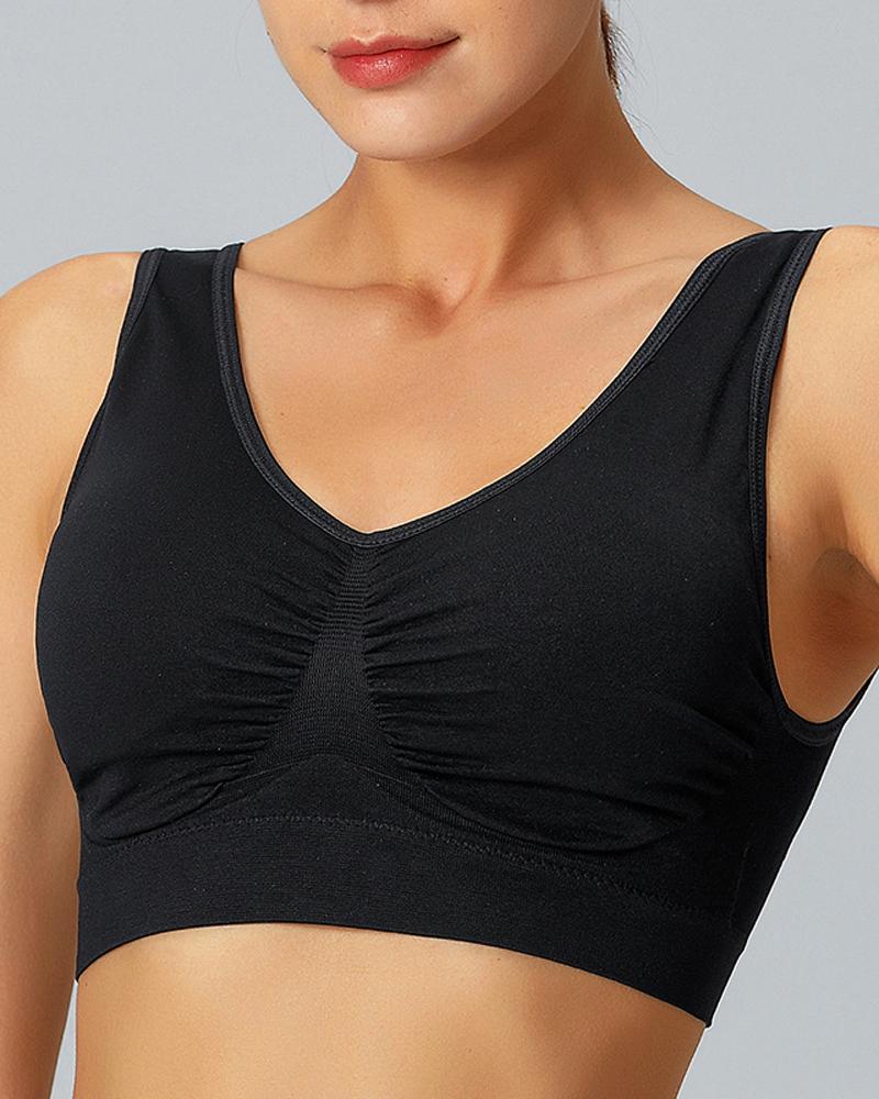 

Ruched Push Up U-Back Sports Bra, Black