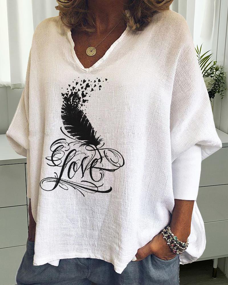 

Wing Print Short Sleeve Loose T-shirt, Style3