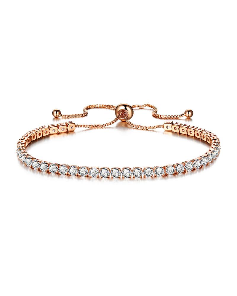 

Rhinestone Adjustable Chain Bracelet, White