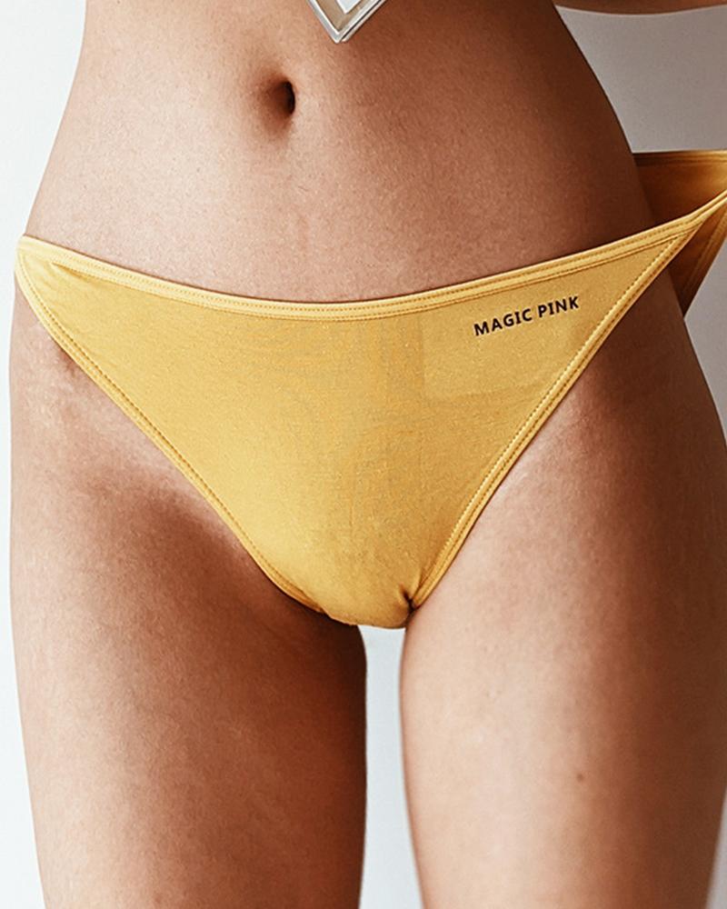 

Letter Print Skinny Low Waist Panty, Yellow