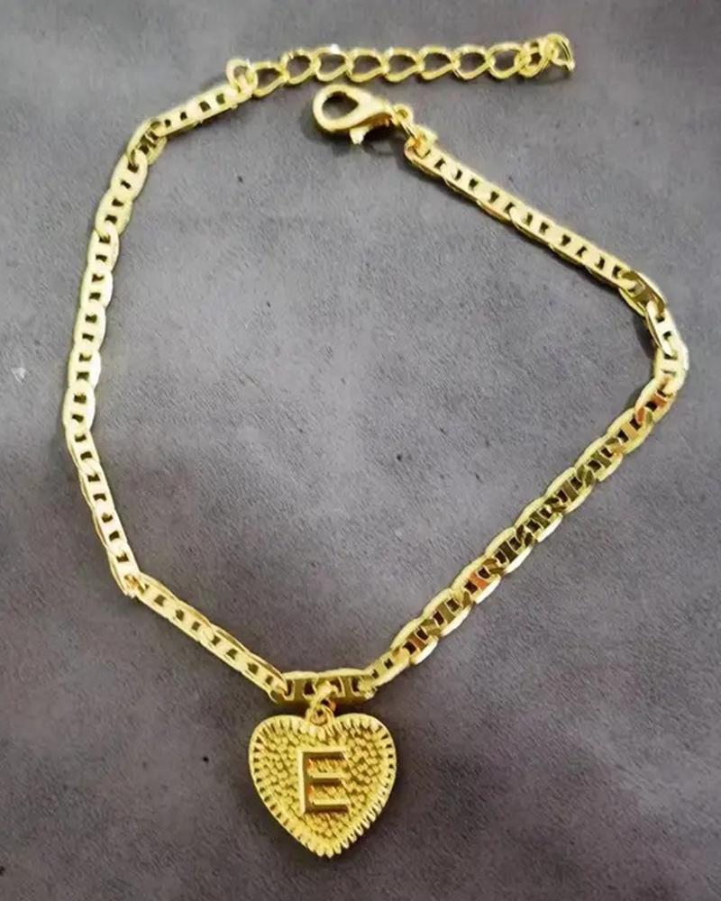 

1pc Heart Shaped Letter Embossed Chain Anklet, Style5