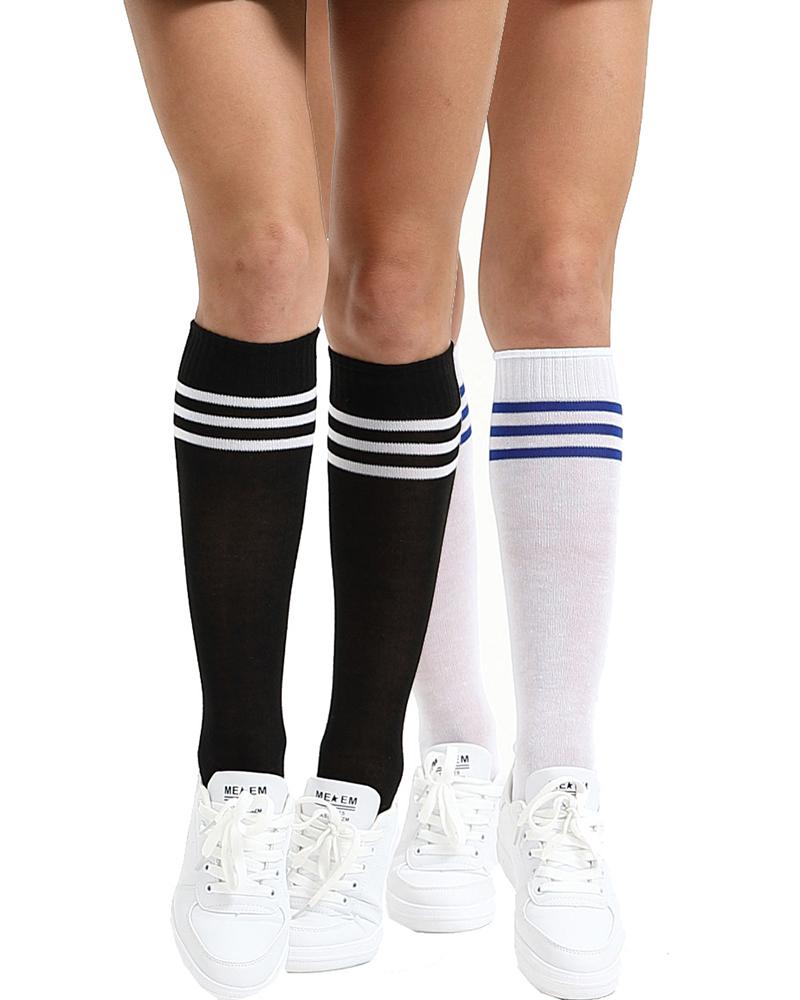 

1Pair Contrast Paneled Cheerleading Basketball Socks, Black