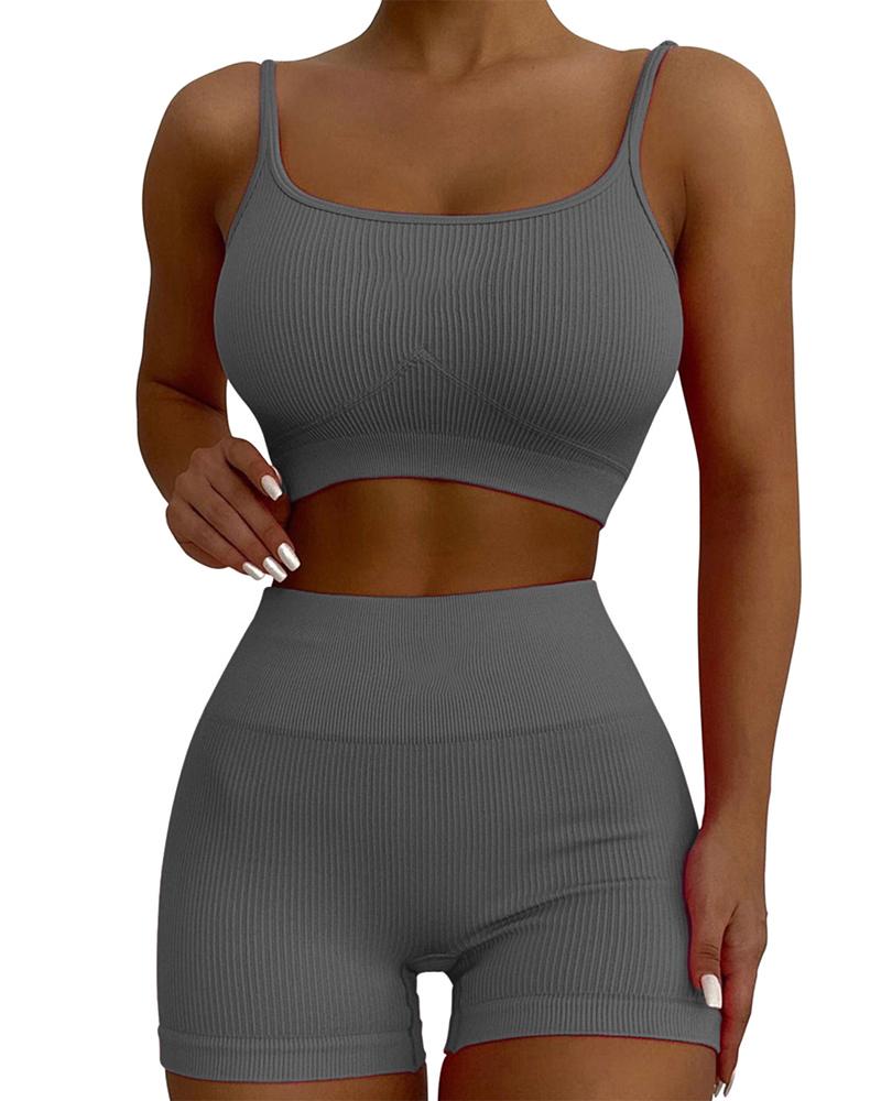 

High Waist Butt Lift Seamless Active Set, Gray