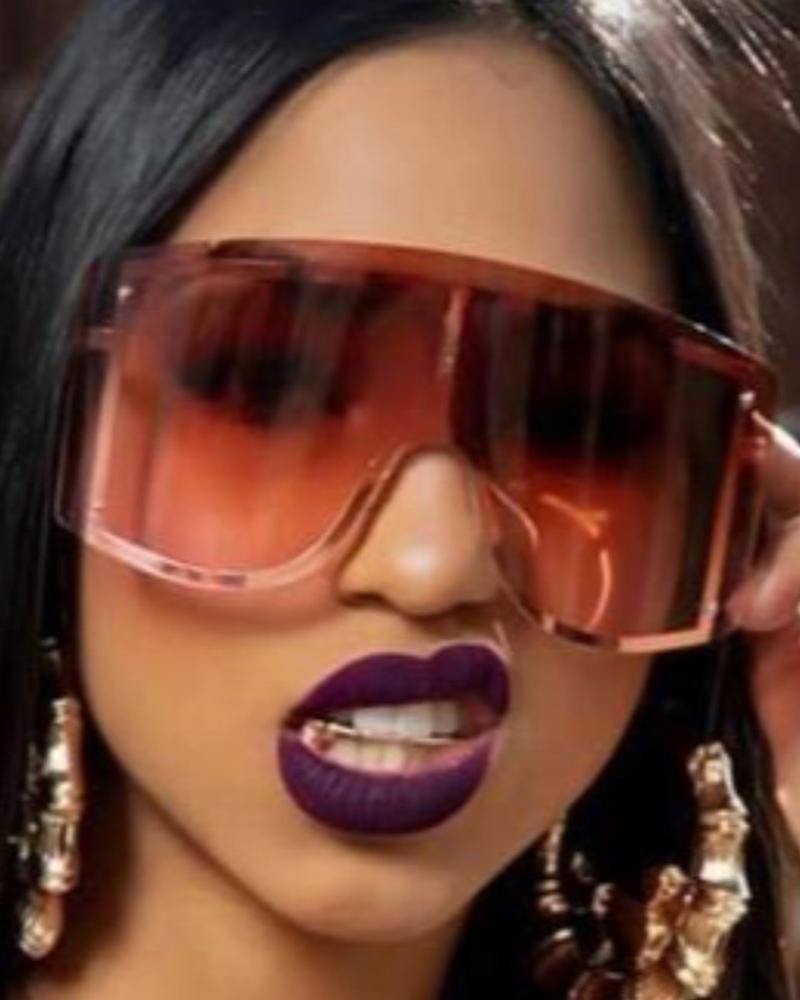 

1Pair Gradient Rimless Flat Top Sunglasses, Red