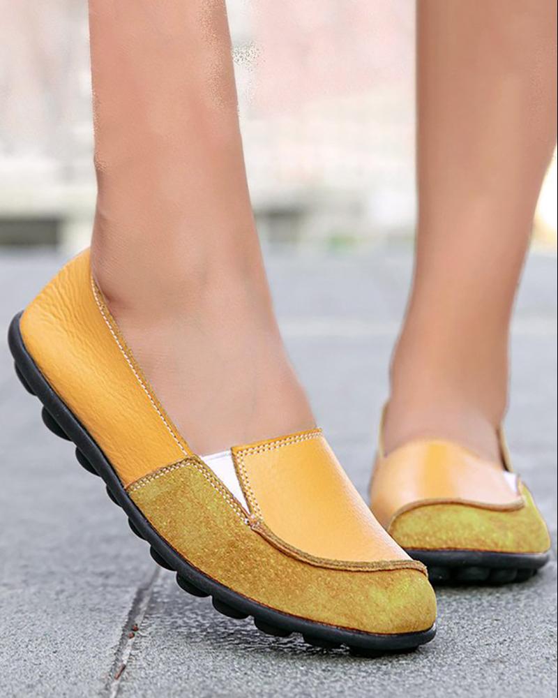 

Colorblock Slip On Loafers, Yellow