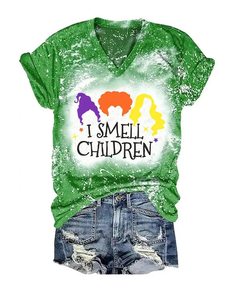 

Halloween Figure Letter Print Casual T-shirt, Green