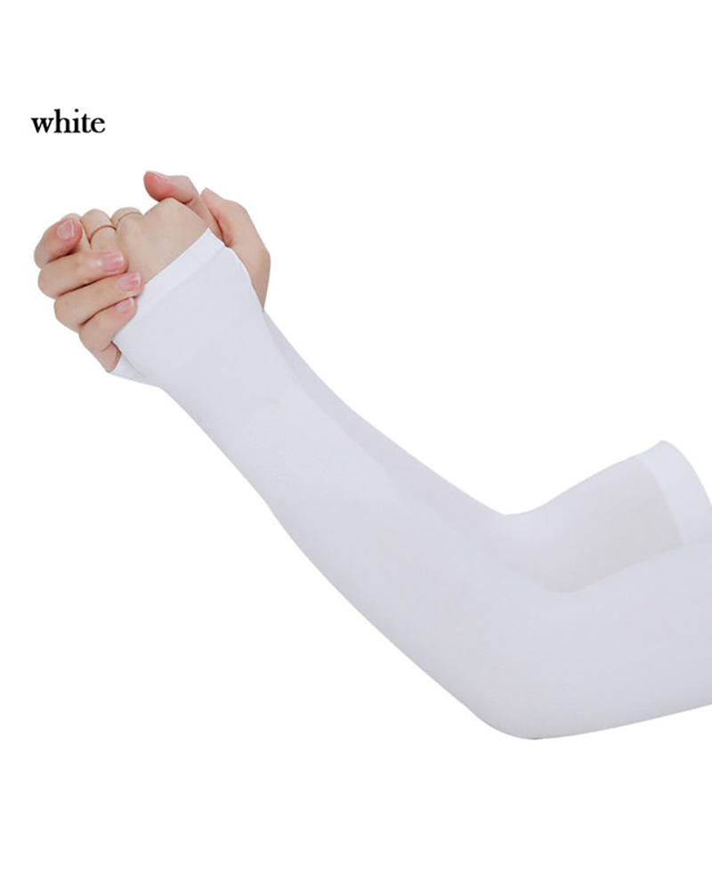 

1Pair Sun UV Protection Stretchy Sports Cooling Arm Sleeves, White