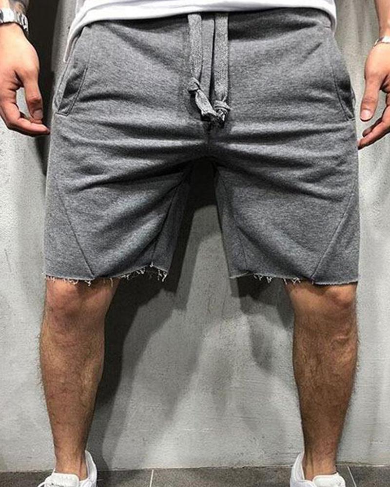 

Solid Pocket Detail Jogger Shorts, Dark grey