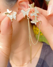 

1pcs Butterfly Tassel Ear Cuff Earrings, Gold