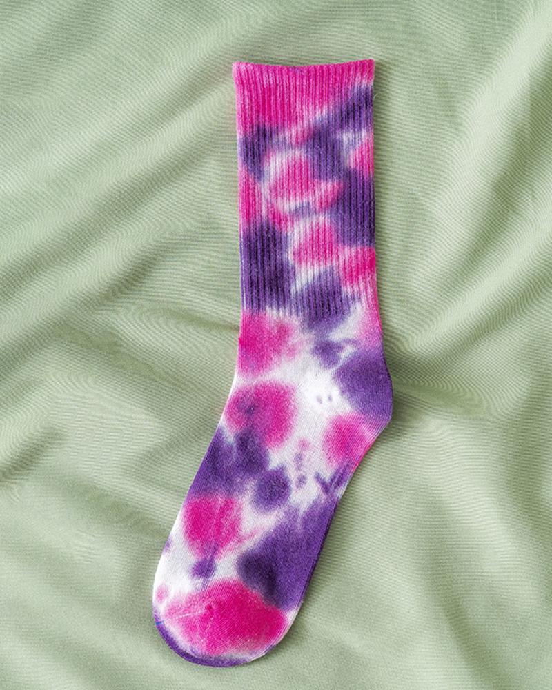 

1Pair Tie Dye Print Long Socks, Style2