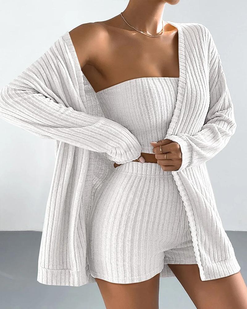 Ensemble haut court bandeau et short avec cardigan