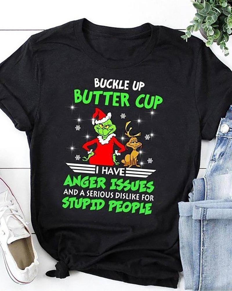

Christmas Letter Grinches Print T-shirt, Black