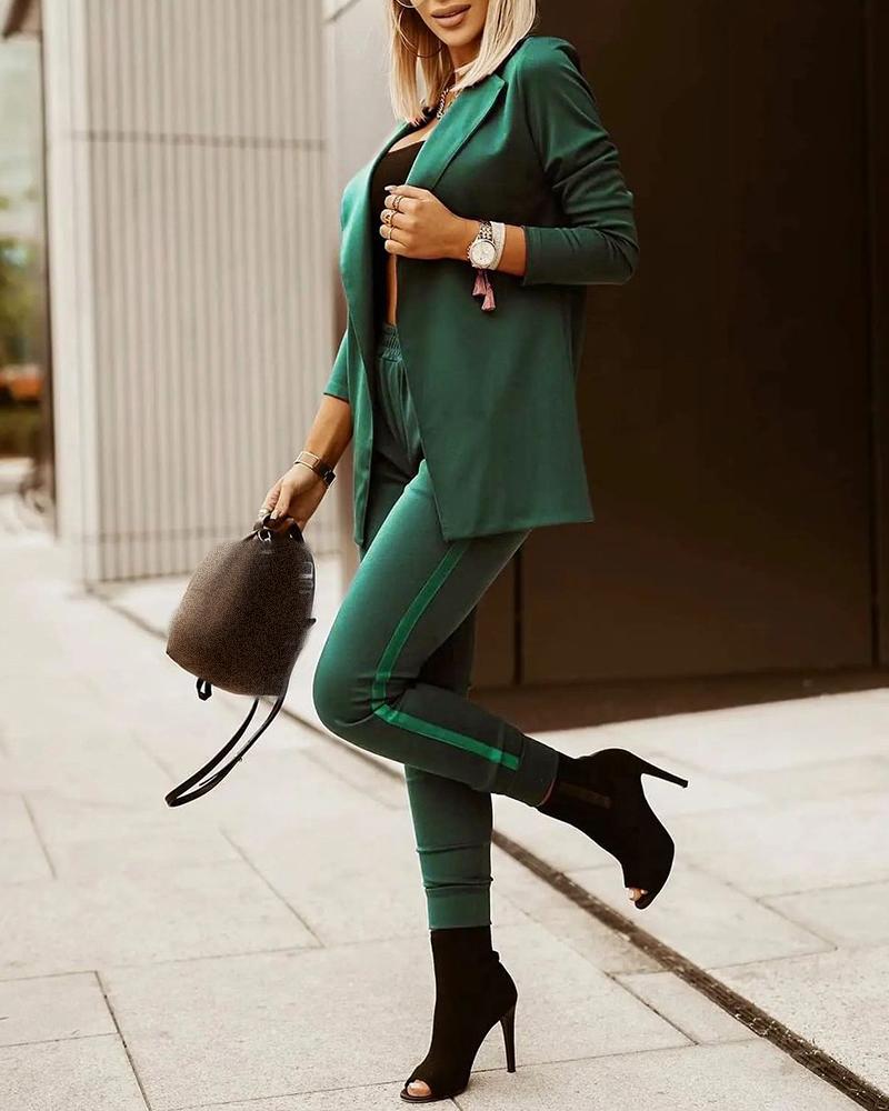 

Long Sleeve Casual Blazer Coat, Dark green
