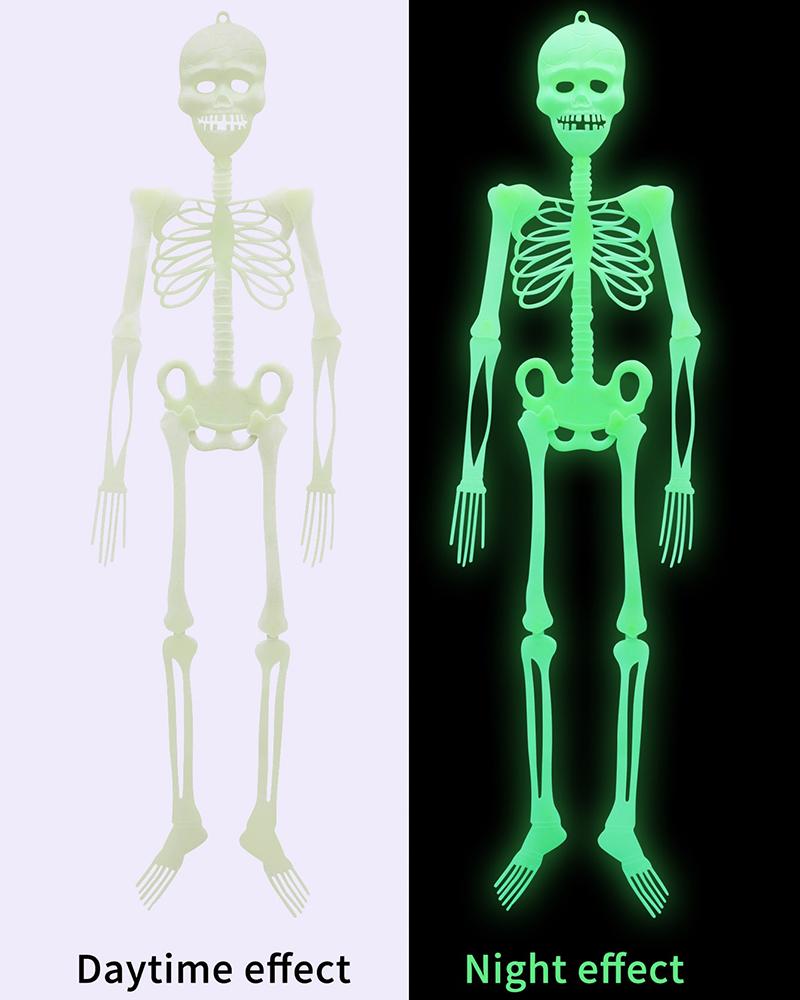 

Halloween Hanging Luminous Skeleton Decorations 20*5cm Skeleton for Halloween Party Bar Wall Decorations Outdoor Yard Garden Hanging Ornaments Props, Style1